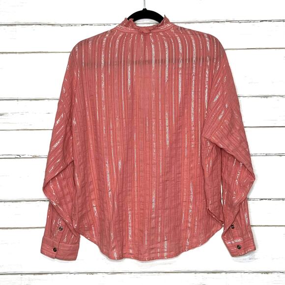 Pilcro Anthropologie Pink Button Front Top Size Medium - Picture 9 of 9